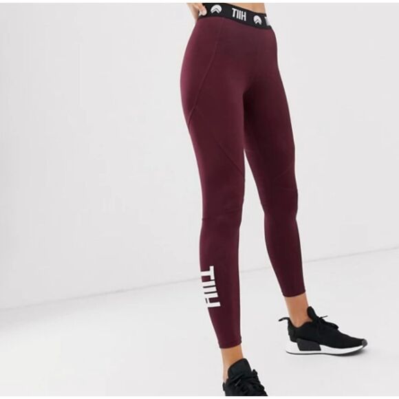 HIIT Burgundy Logo Active Leggings S - Picture 1 of 9
